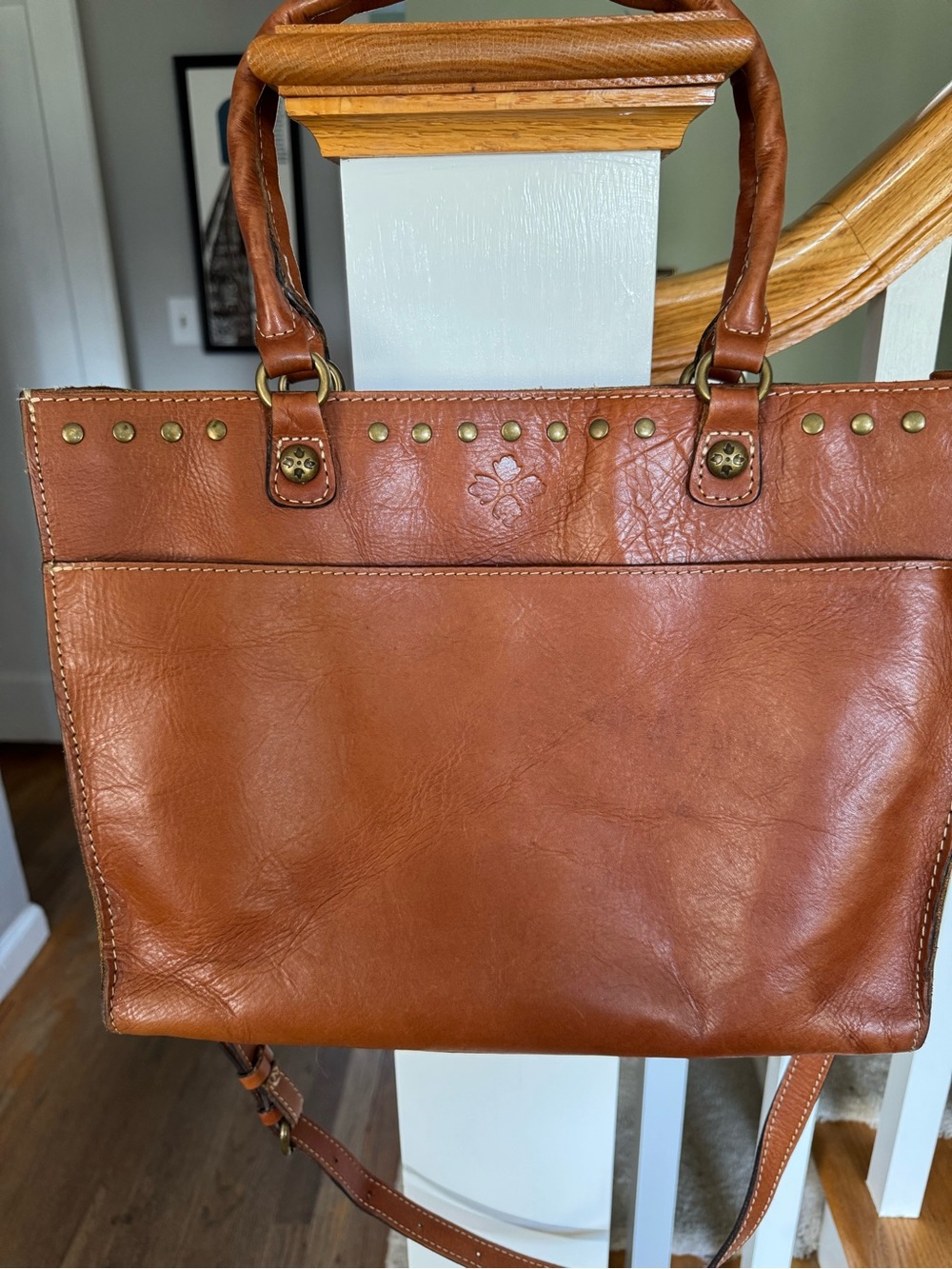 Patricia Nash Studded Leather Tote Bag in Cognac
